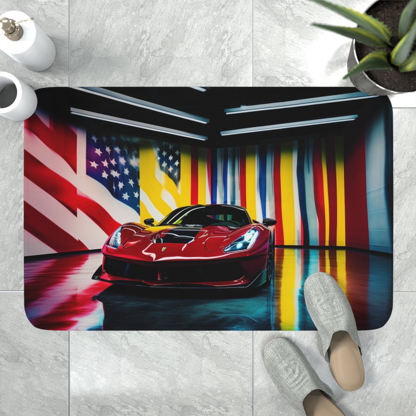 Memory Foam Bath Mat Macro Flag Ferrari 2