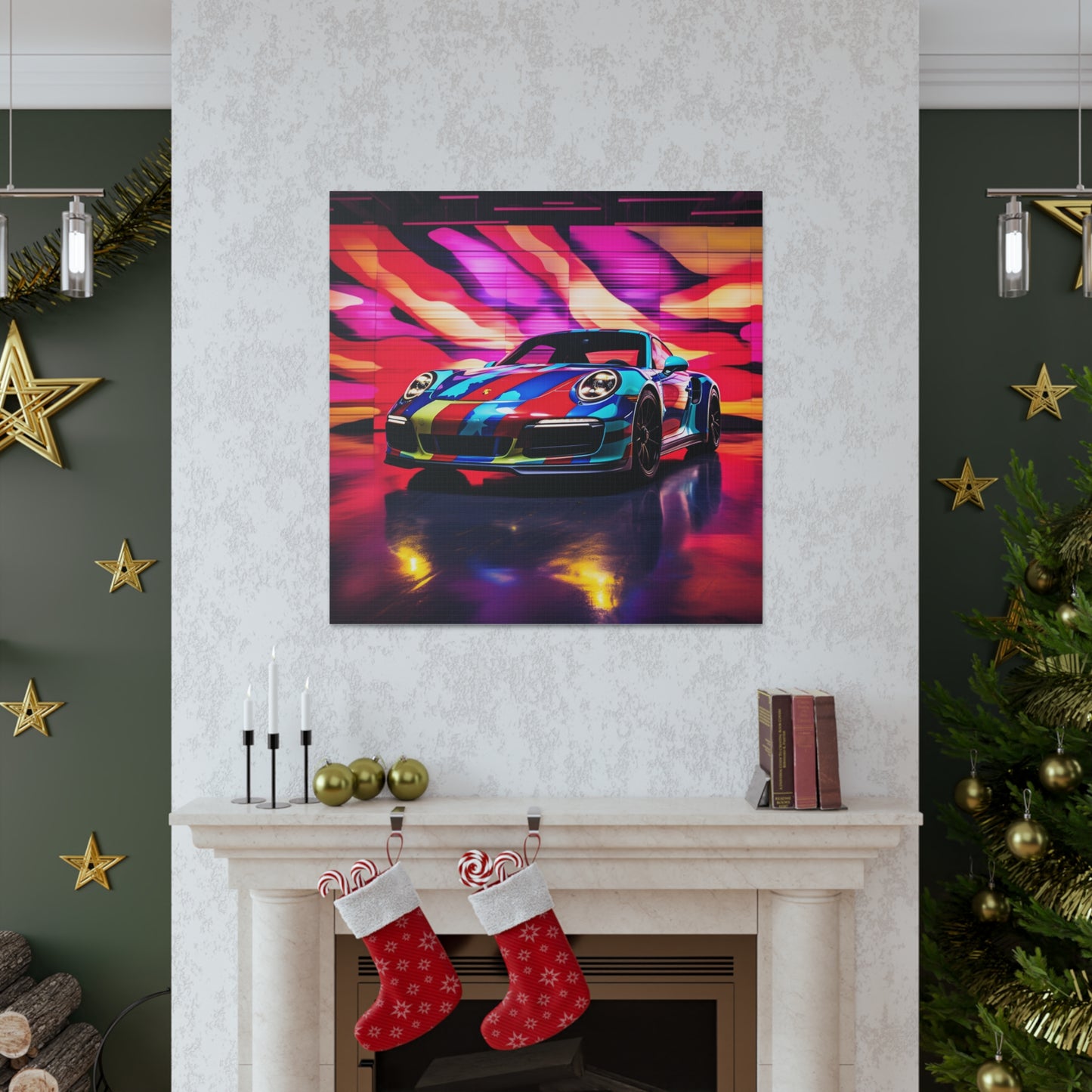 Canvas Gallery Wraps Macro American Flag Porsche 1