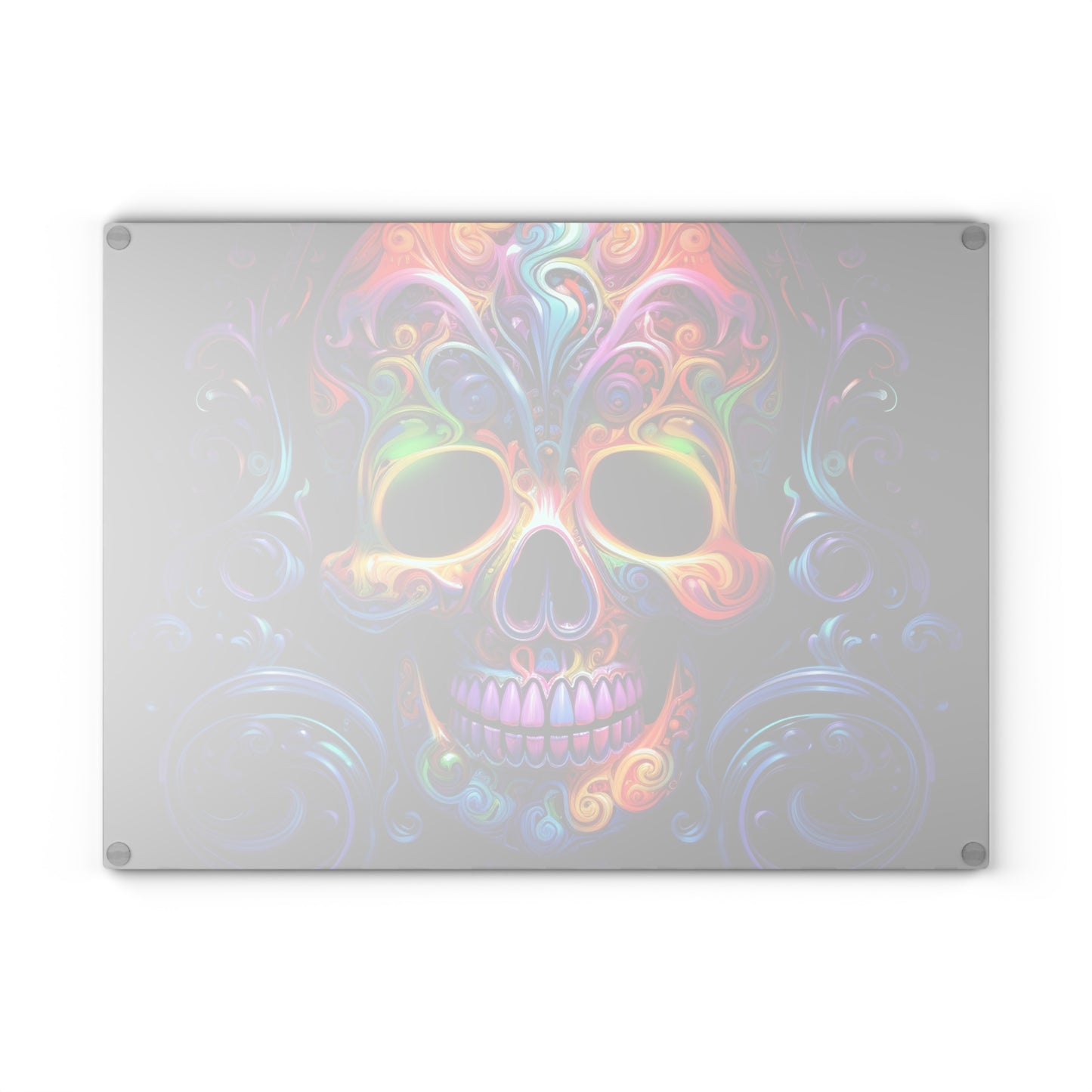 Glass Cutting Board Macro Skull Color 2