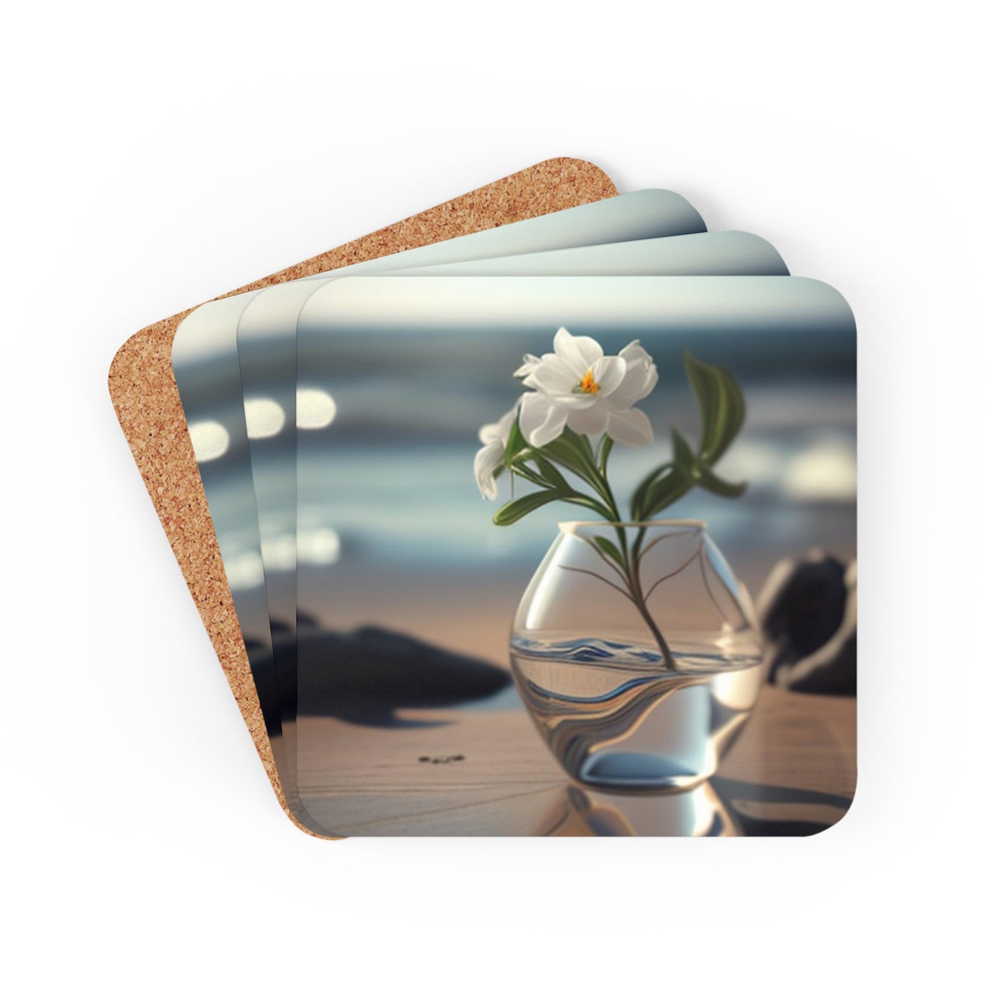 Corkwood Coaster Set Jasmine glass vase 3
