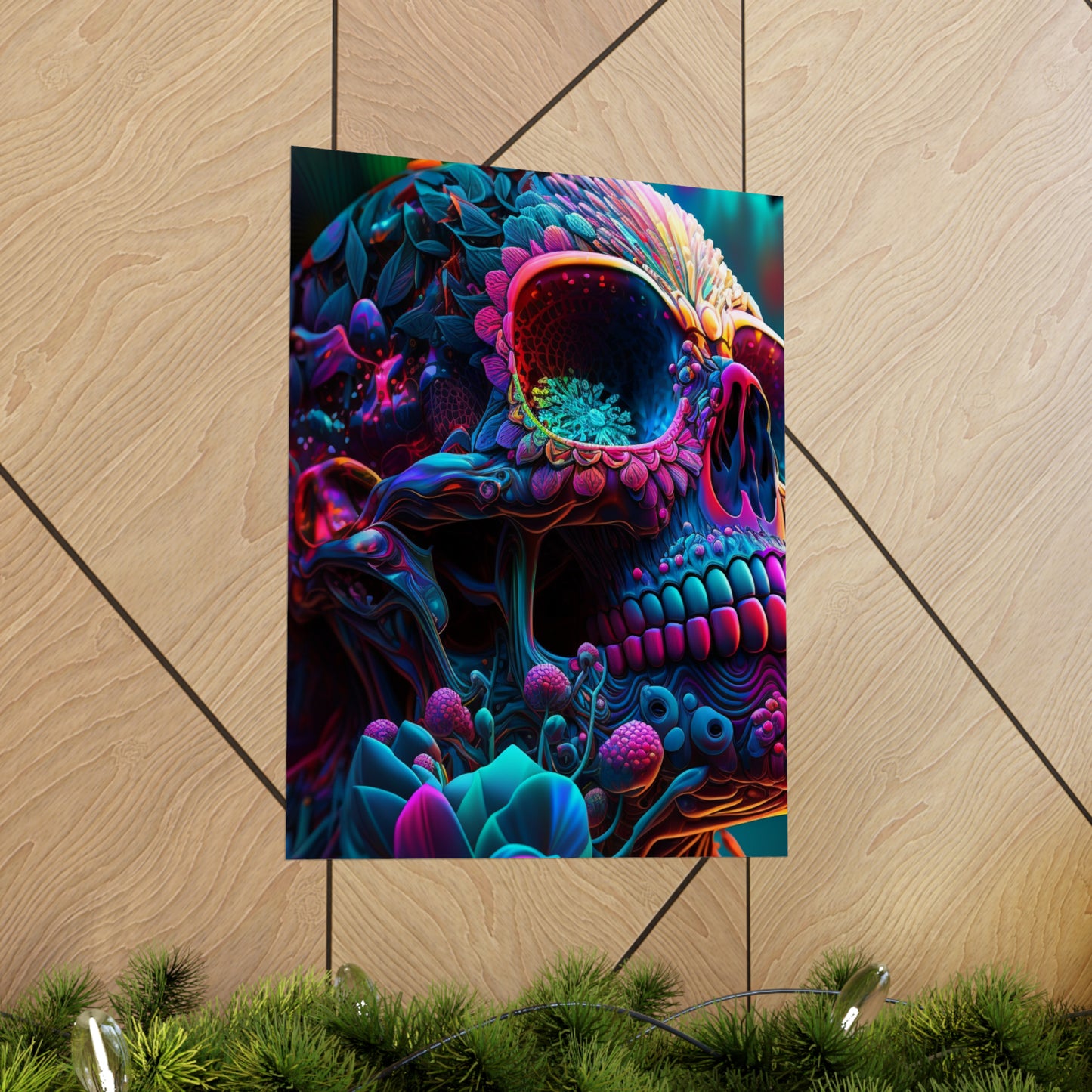 Premium Matte Vertical Posters Florescent Skull Death 3