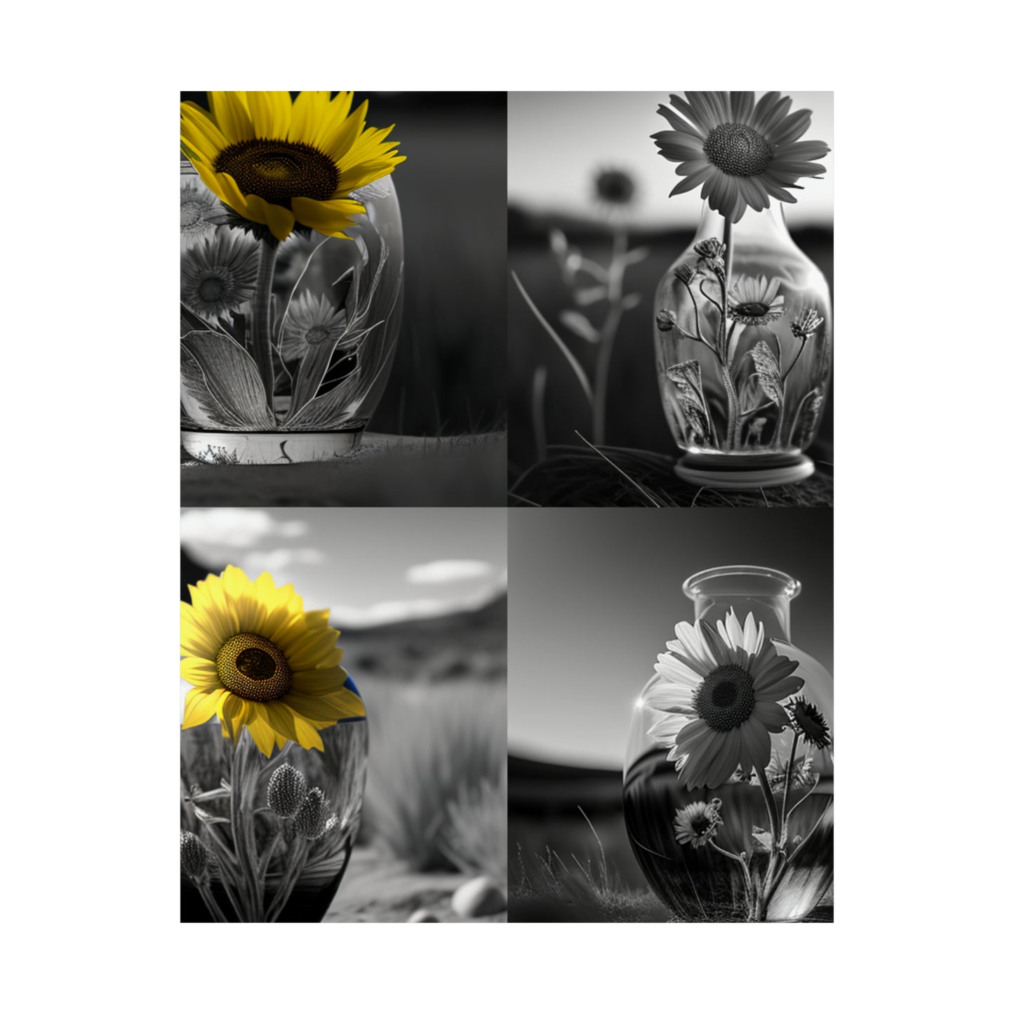 Premium Matte Vertical Posters Yellw Sunflower in a vase 5