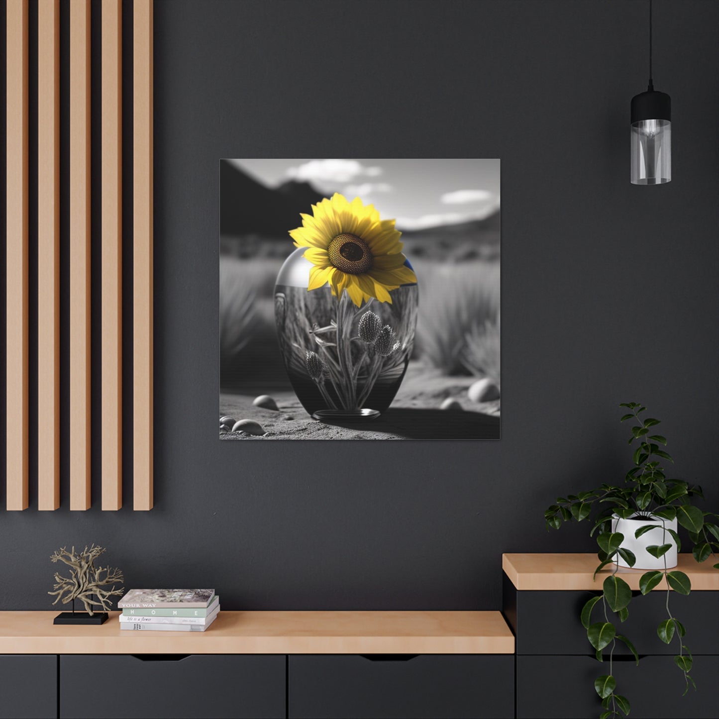 Canvas Gallery Wraps Yellw Sunflower in a vase 3