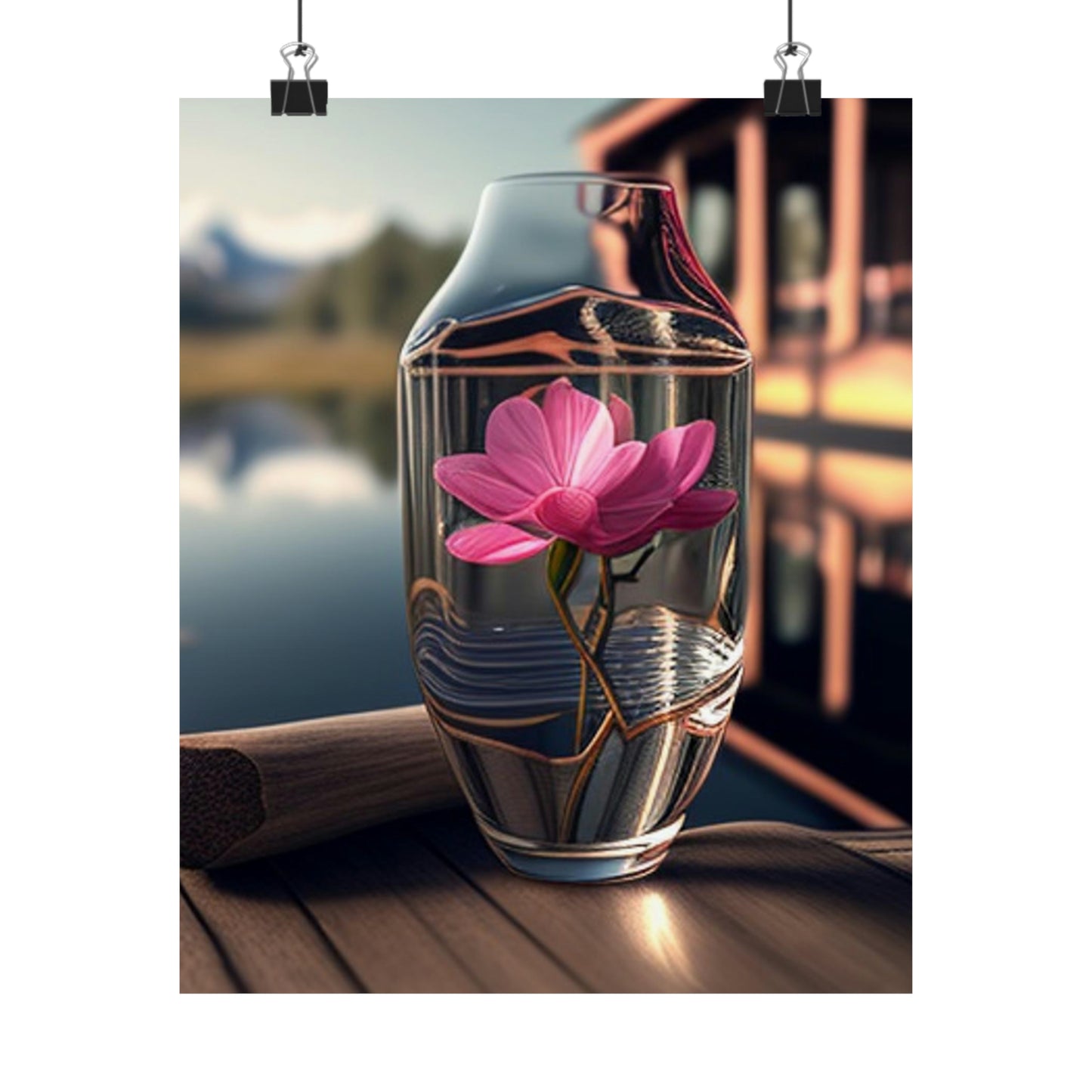 Premium Matte Vertical Posters Magnolia in a Glass vase 3