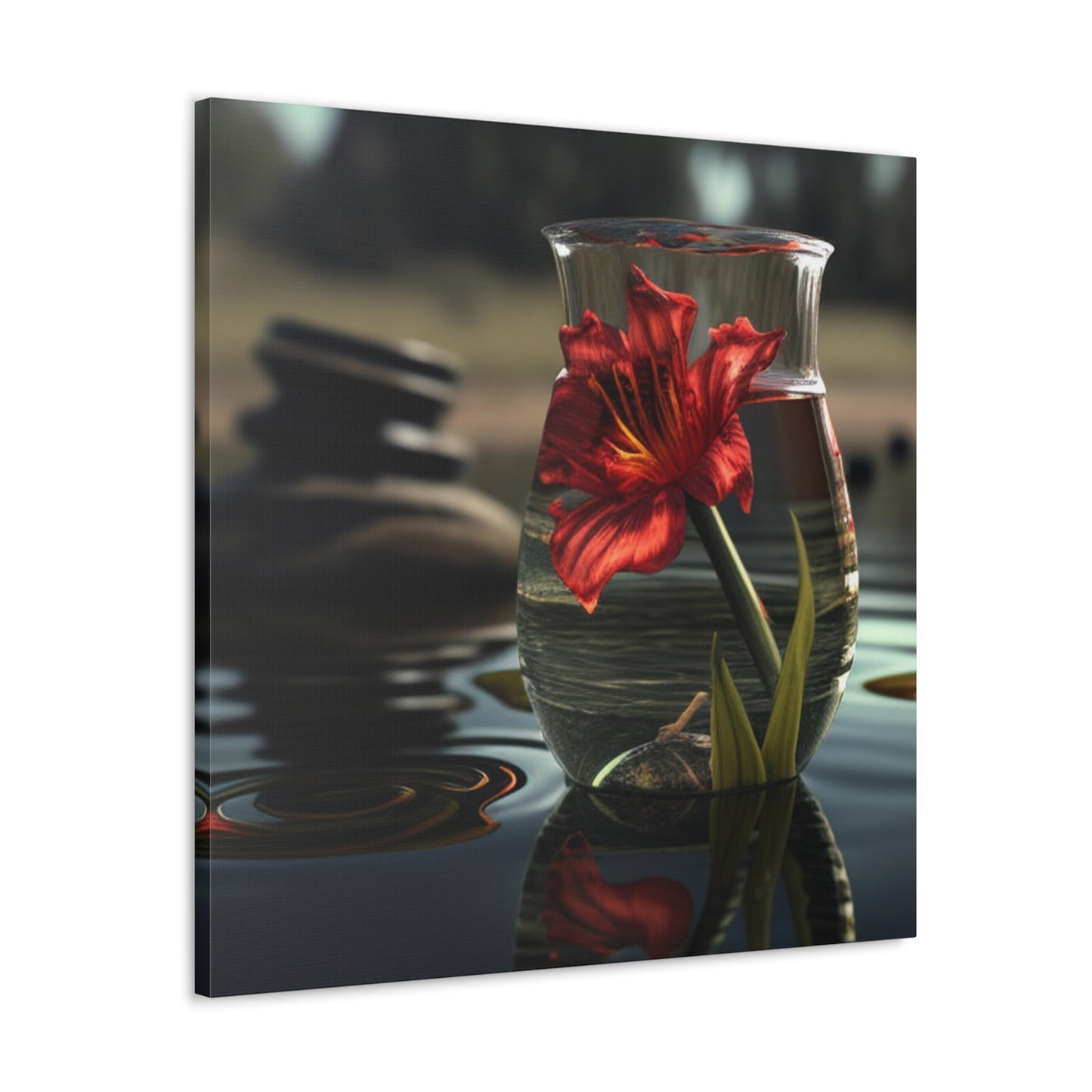 Canvas Gallery Wraps Red Lily in a Glass vase 4