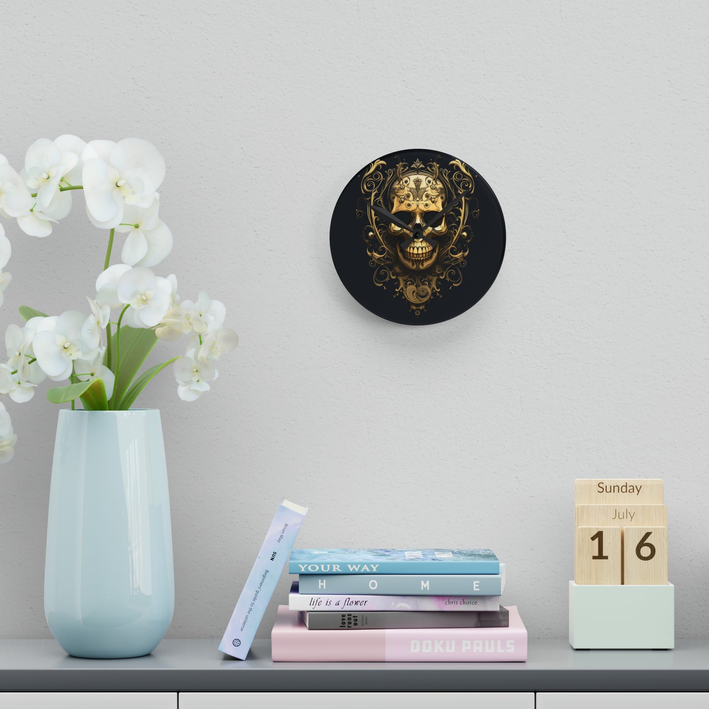 Acrylic Wall Clock Skull Treble Clef 3