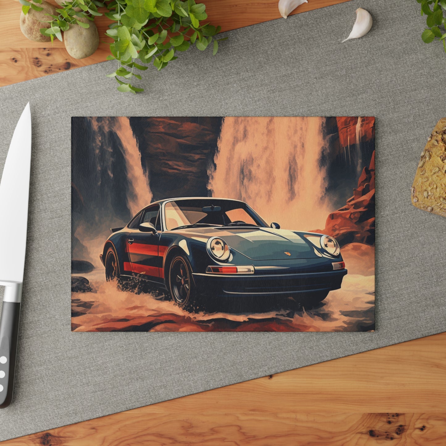 Glass Cutting Board American Flag Porsche Abstract 3