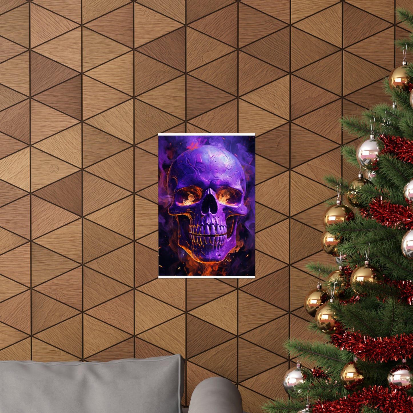 Premium Matte Vertical Posters Skull Flames 1