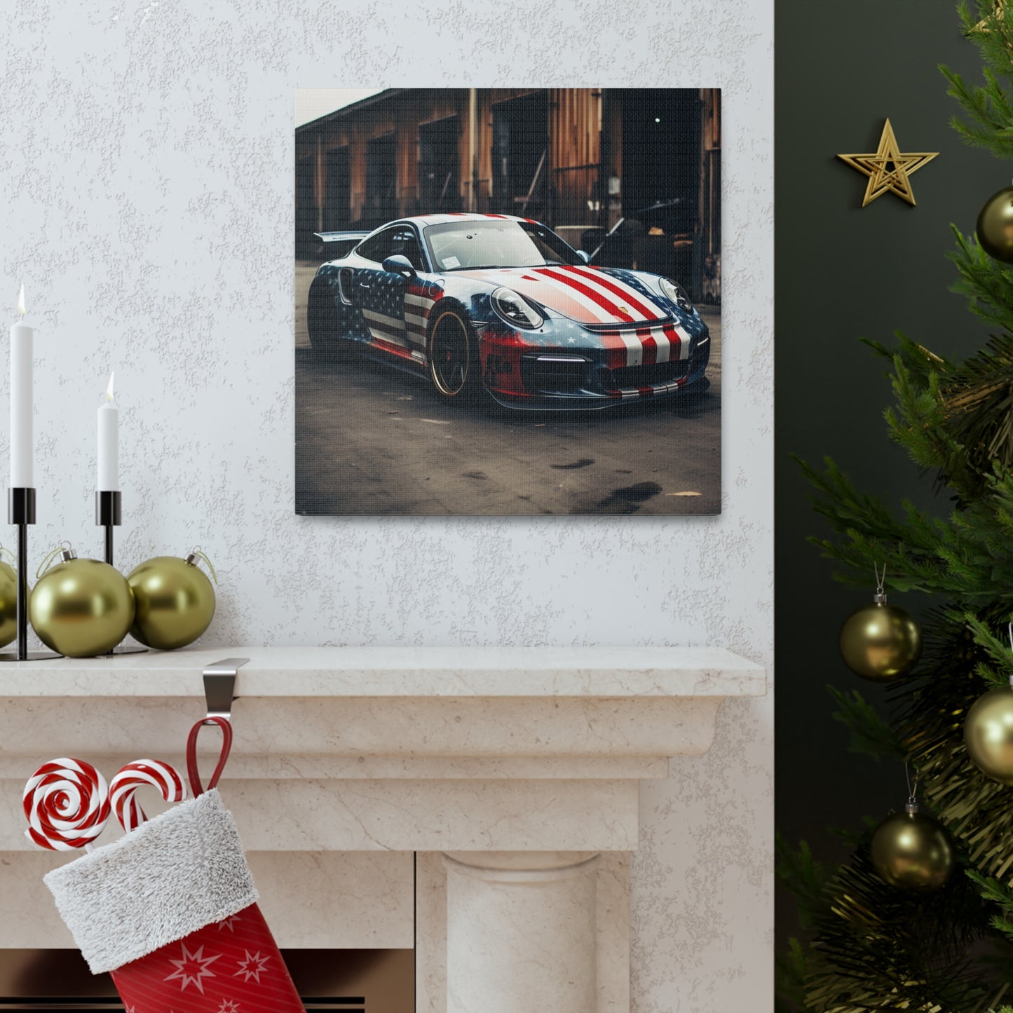 Canvas Gallery Wraps American Flag Porsche 3