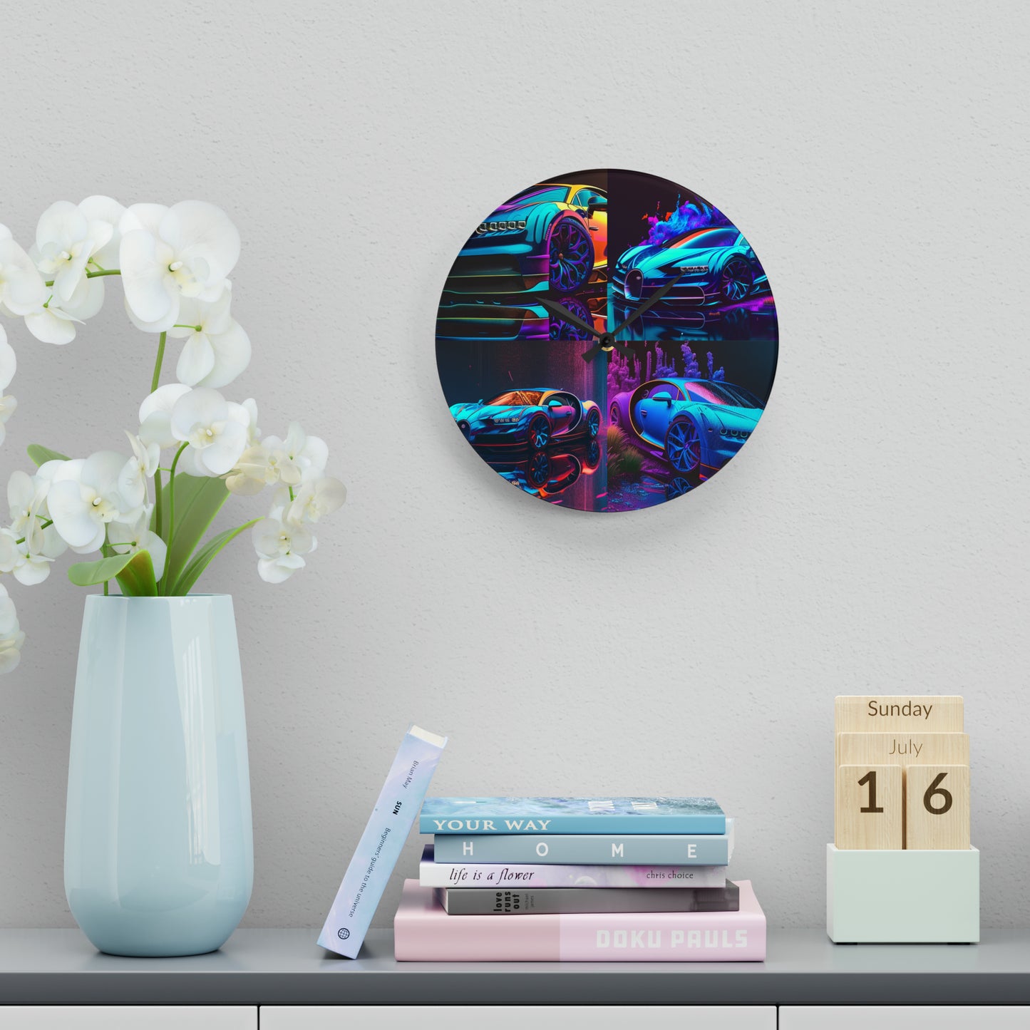 Acrylic Wall Clock Bugatti Neon Chiron 5