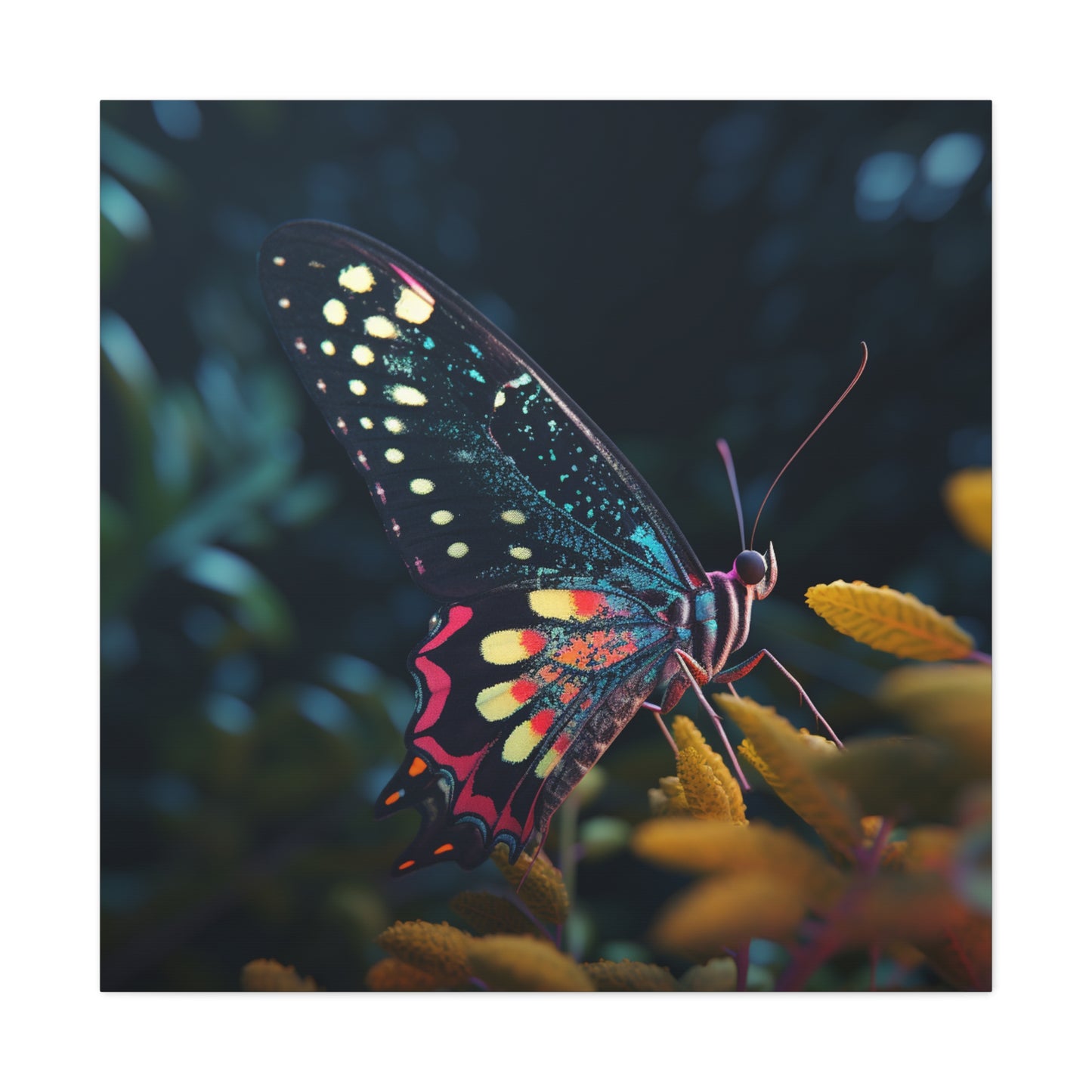 Canvas Gallery Wraps Hyper Colorful Butterfly Macro 2