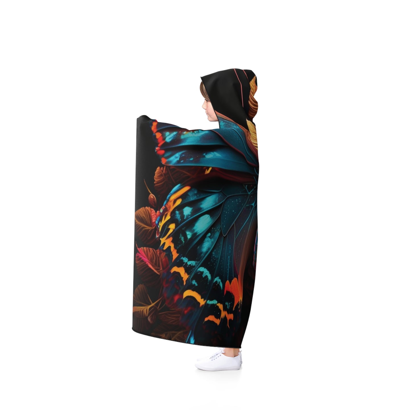 Hooded Blanket Hue Neon Butterfly 1