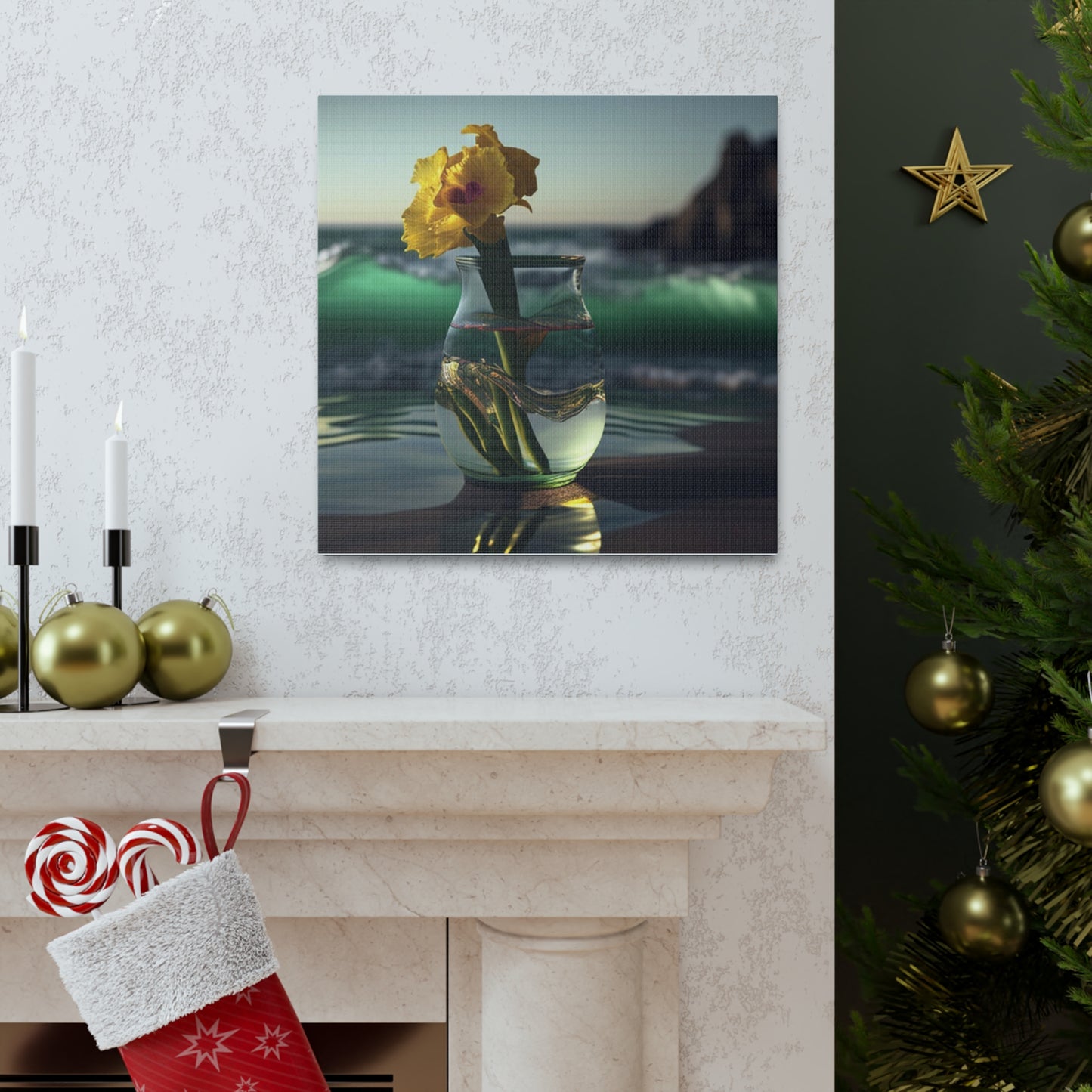 Canvas Gallery Wraps Yellow Gladiolus glass 1