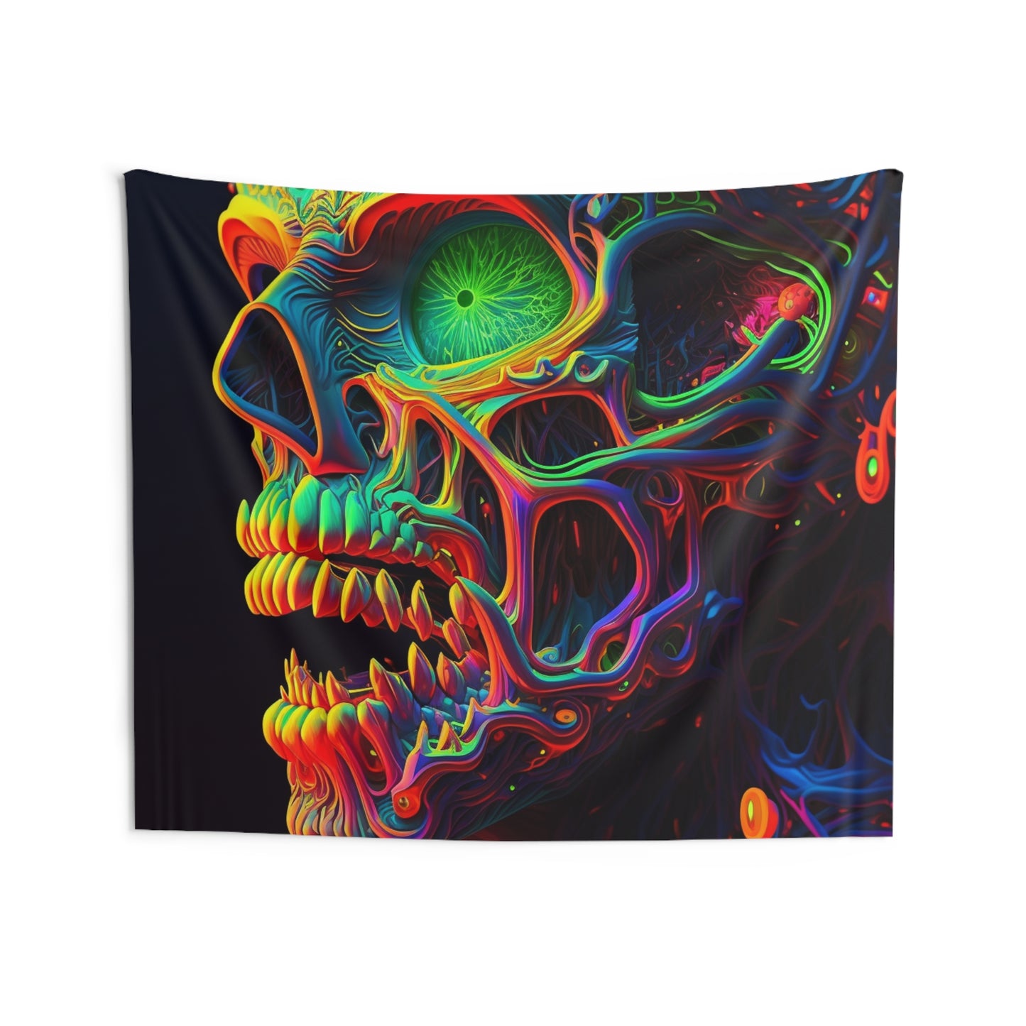 Indoor Wall Tapestries Florescent Skull Death 1