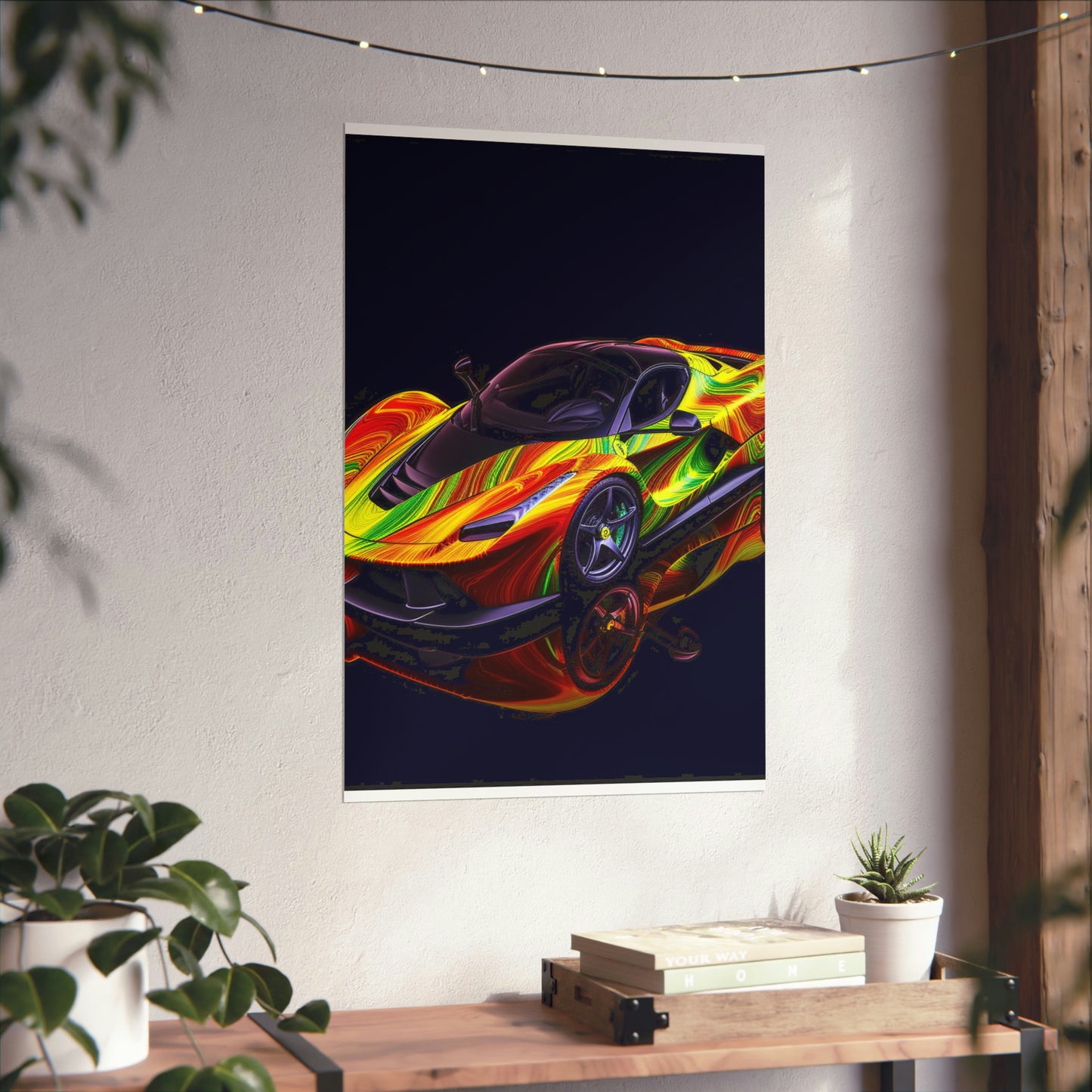 Premium Matte Vertical Posters Ferrari Neon 4