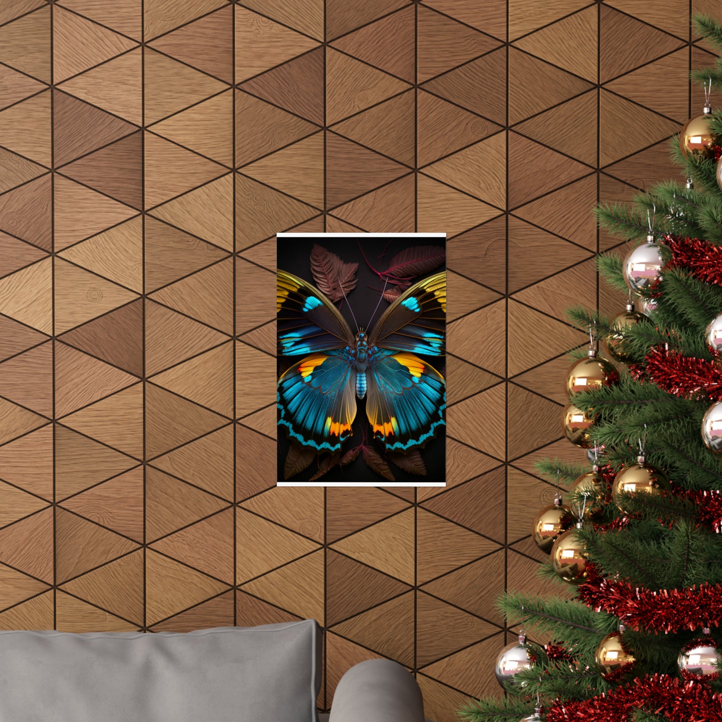 Premium Matte Vertical Posters Neon Butterfly Flair 1