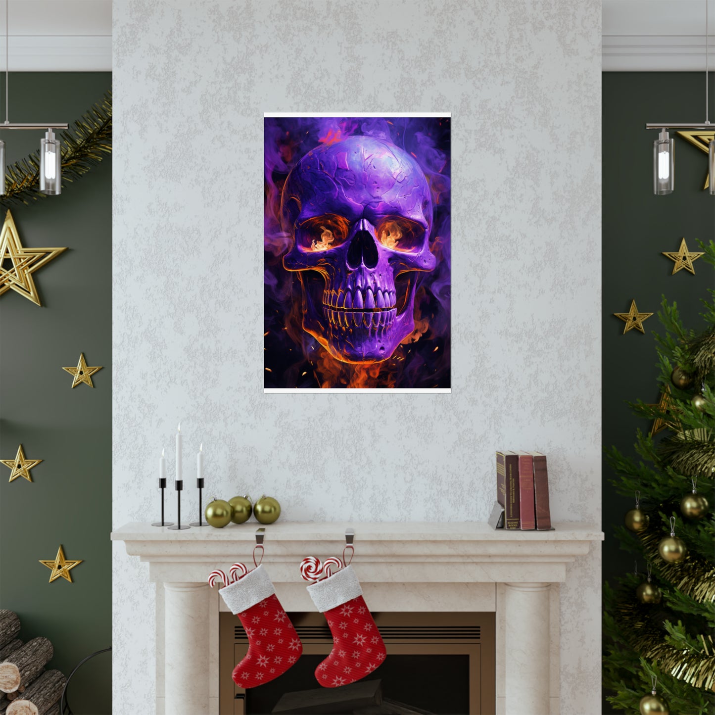 Premium Matte Vertical Posters Skull Flames 1