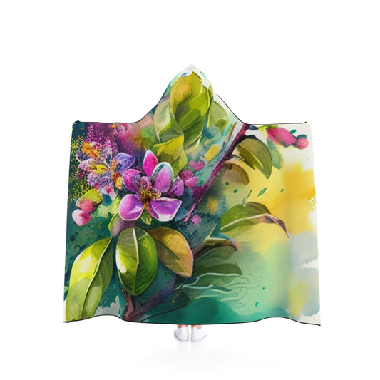 Hooded Blanket Mother Nature Bright Spring Colors Realistic Watercolor 1