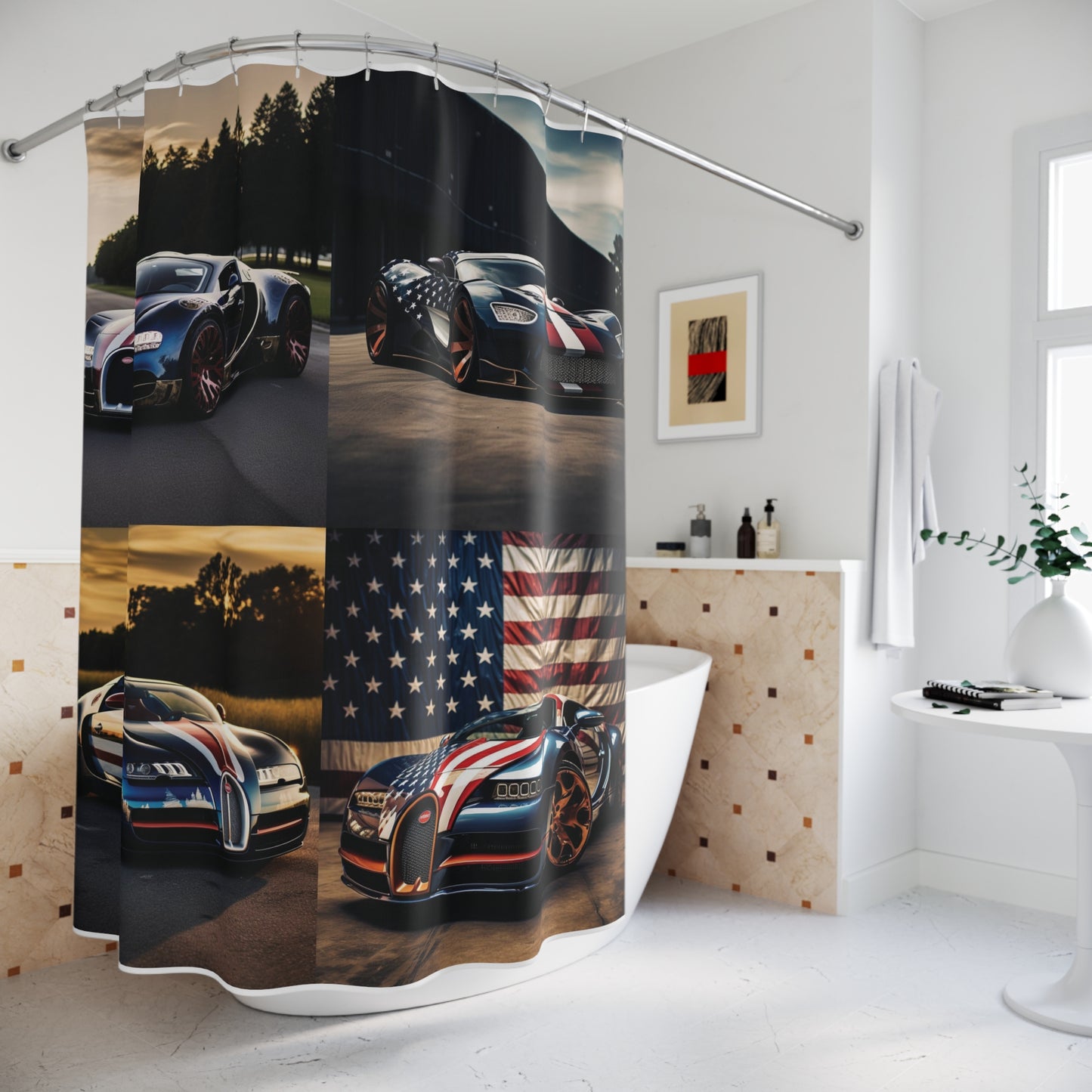 Polyester Shower Curtain Bugatti Flag American 5