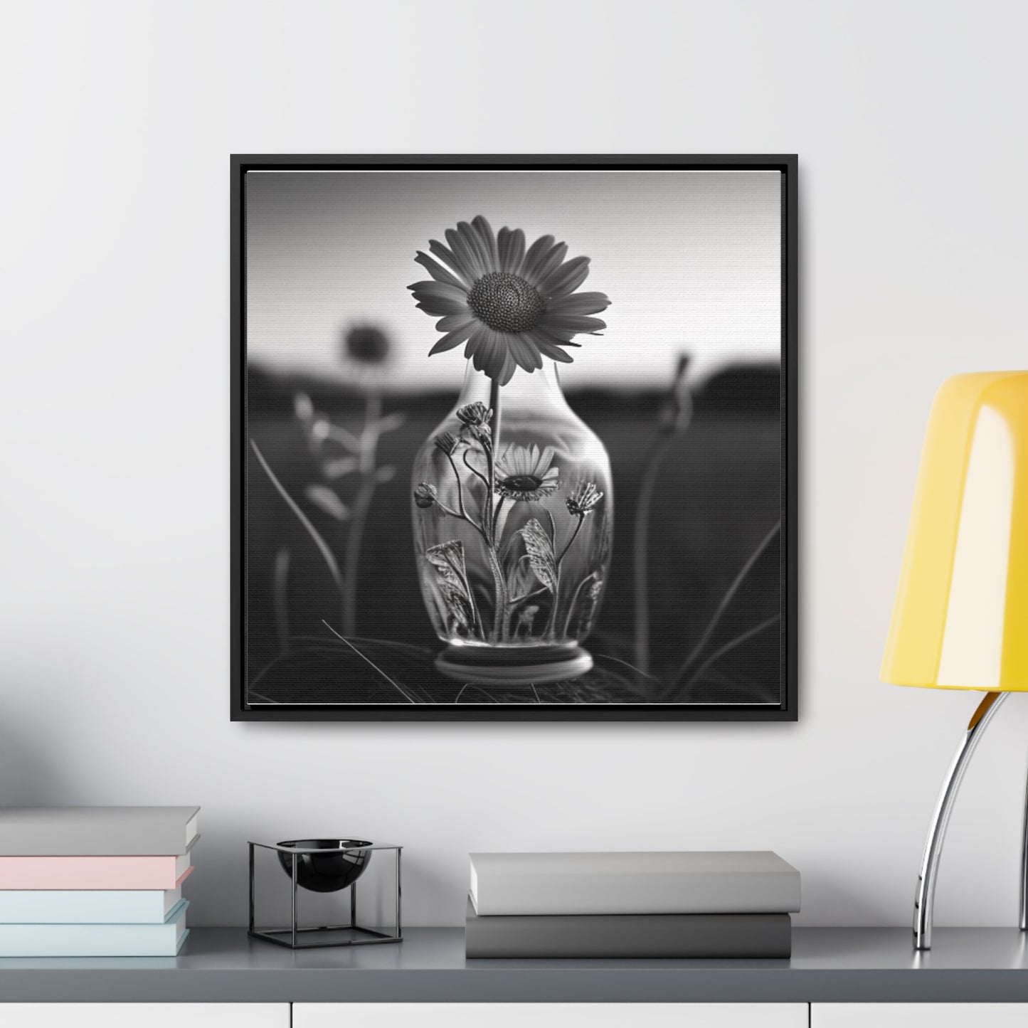 Gallery Canvas Wraps, Square Frame Yellw Sunflower in a vase 2