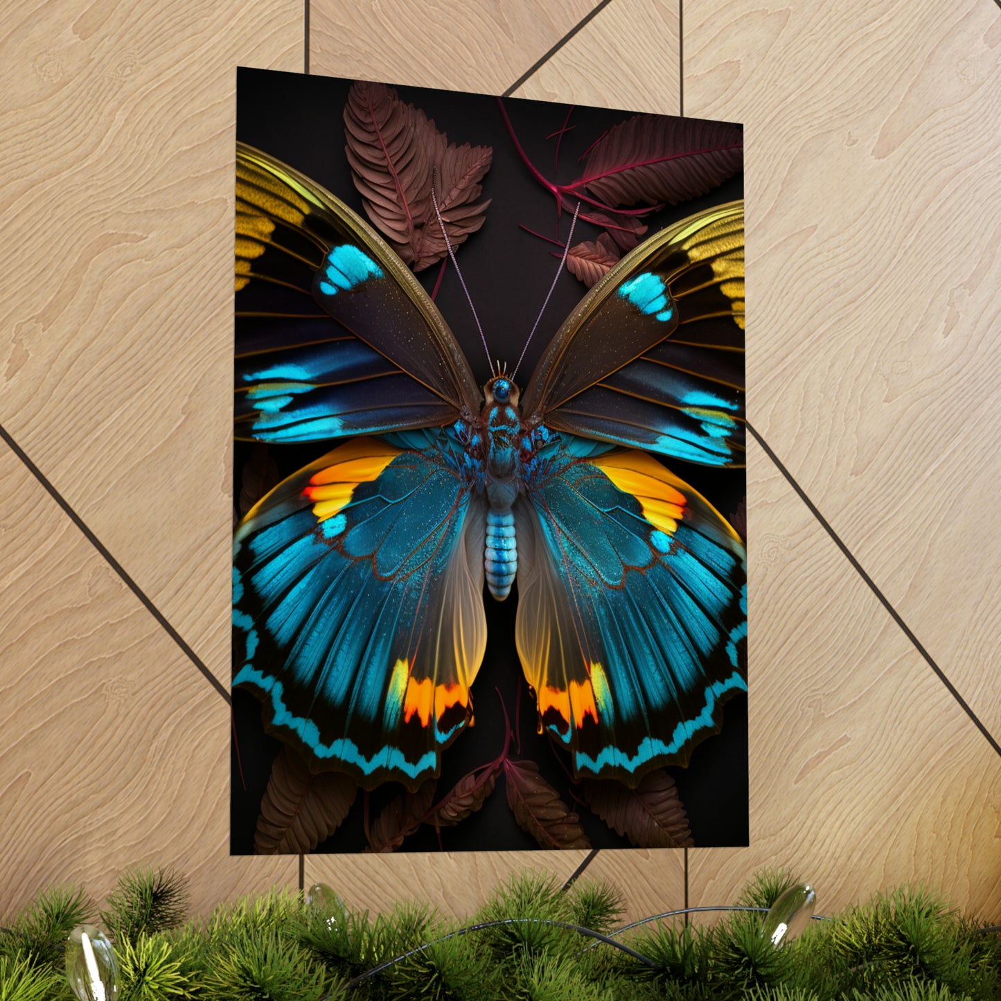 Premium Matte Vertical Posters Neon Butterfly Flair 1