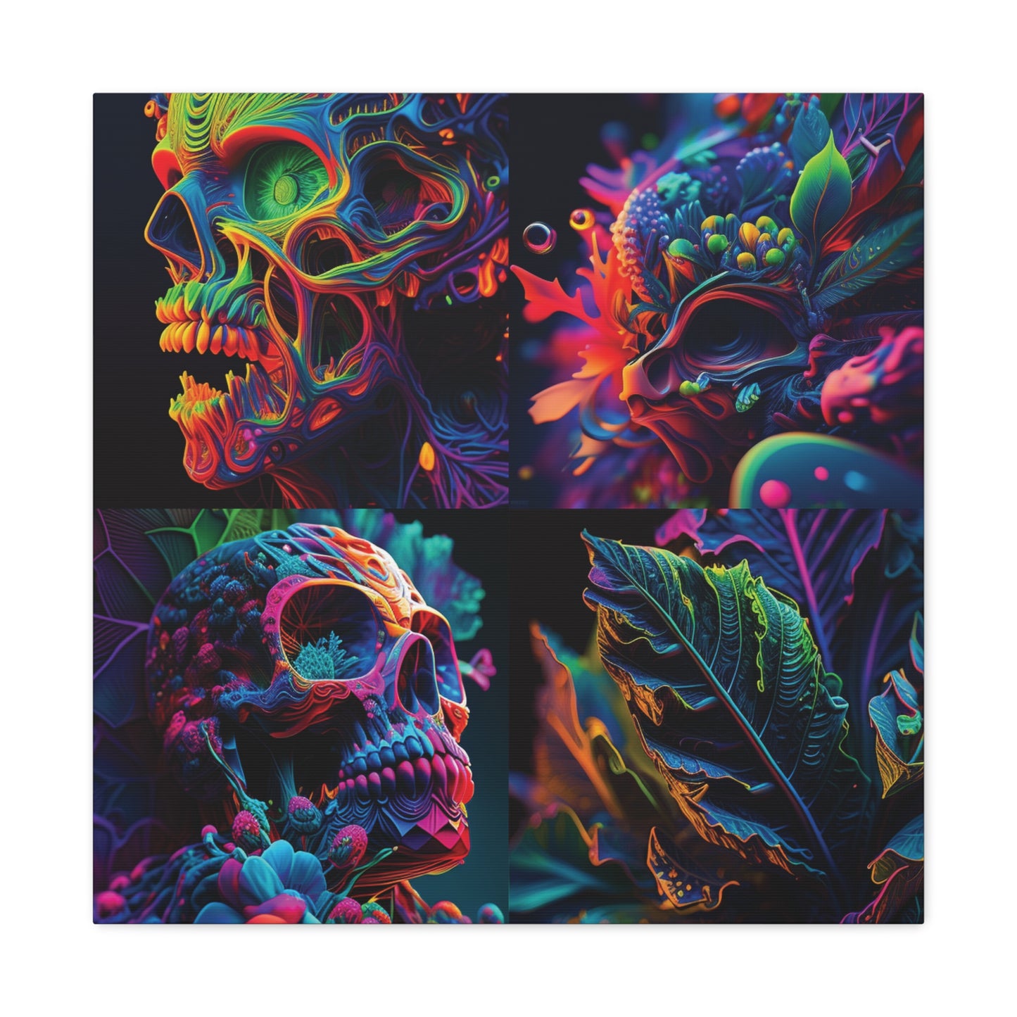 Canvas Gallery Wraps Florescent Skull Death 5