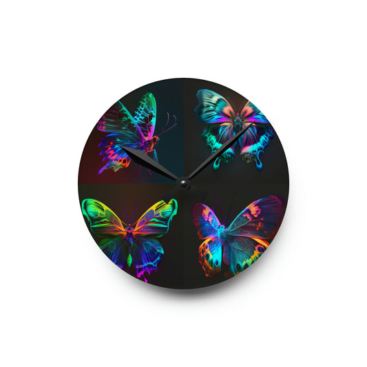 Acrylic Wall Clock Raw Hyper Color Butterfly 5