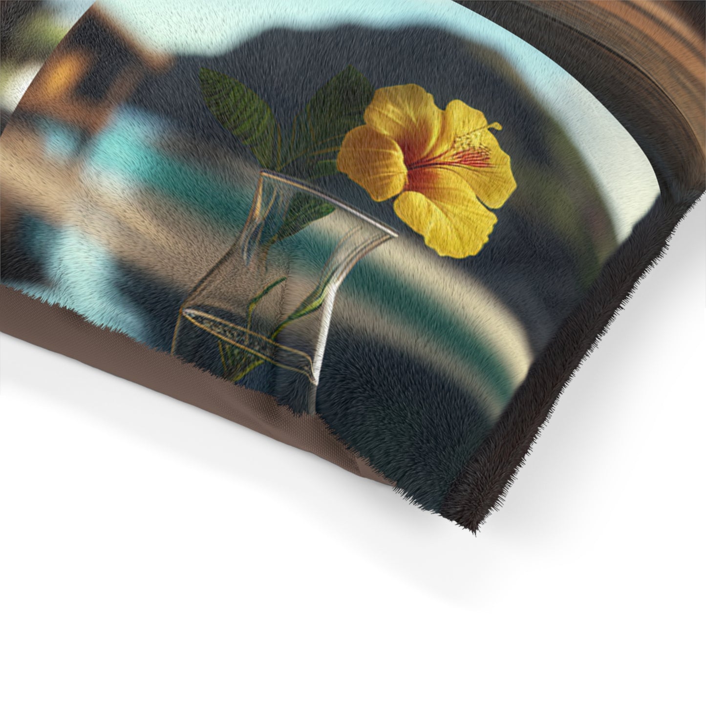 Pet Bed Yellow Hibiscus Wood 5