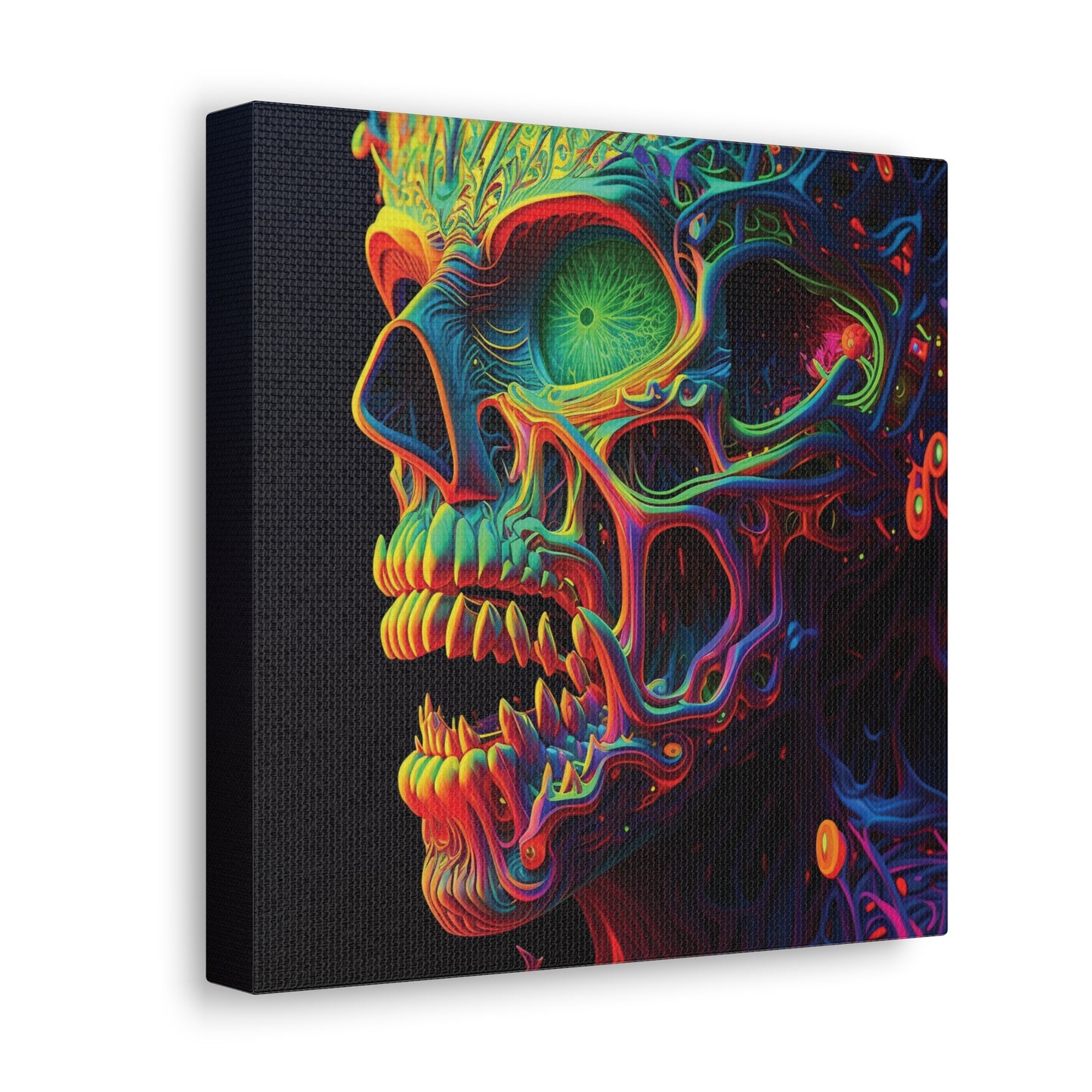 Canvas Gallery Wraps Florescent Skull Death 1