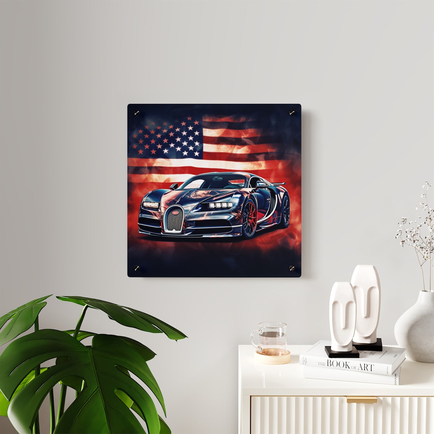 Acrylic Wall Art Panels Abstract American Flag Background Bugatti 4