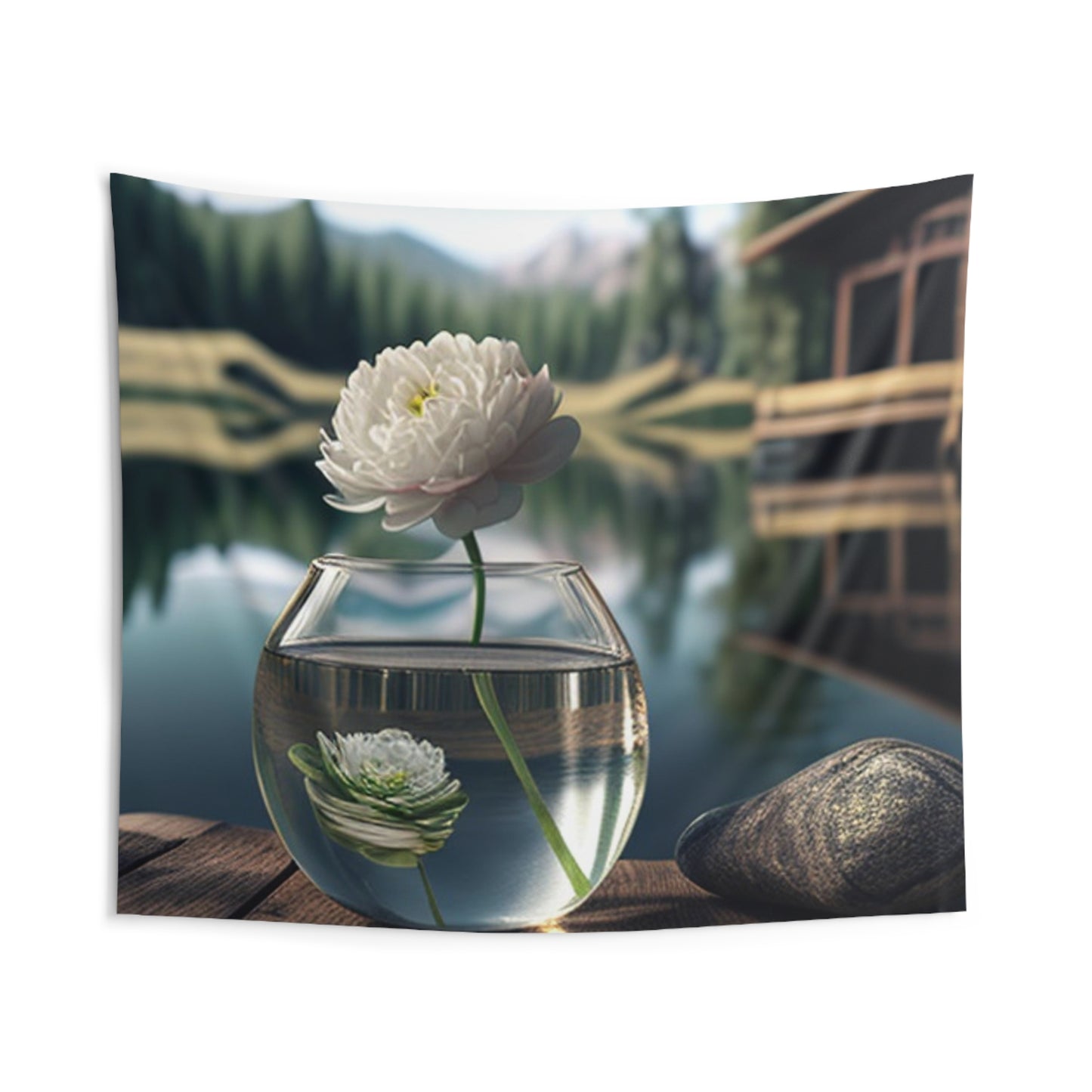 Indoor Wall Tapestries White Peony glass vase 2