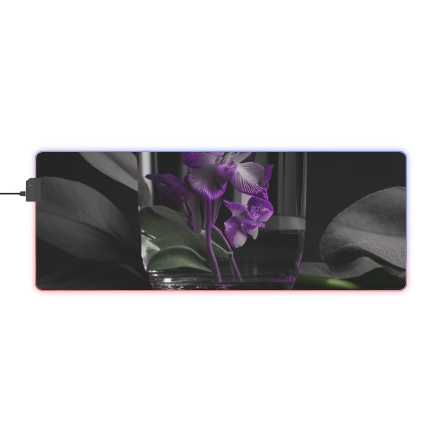 LED Gaming Mouse Pad Purple Orchid Glass vase 1