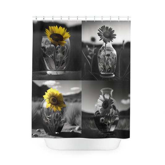 Polyester Shower Curtain Yellw Sunflower in a vase 5