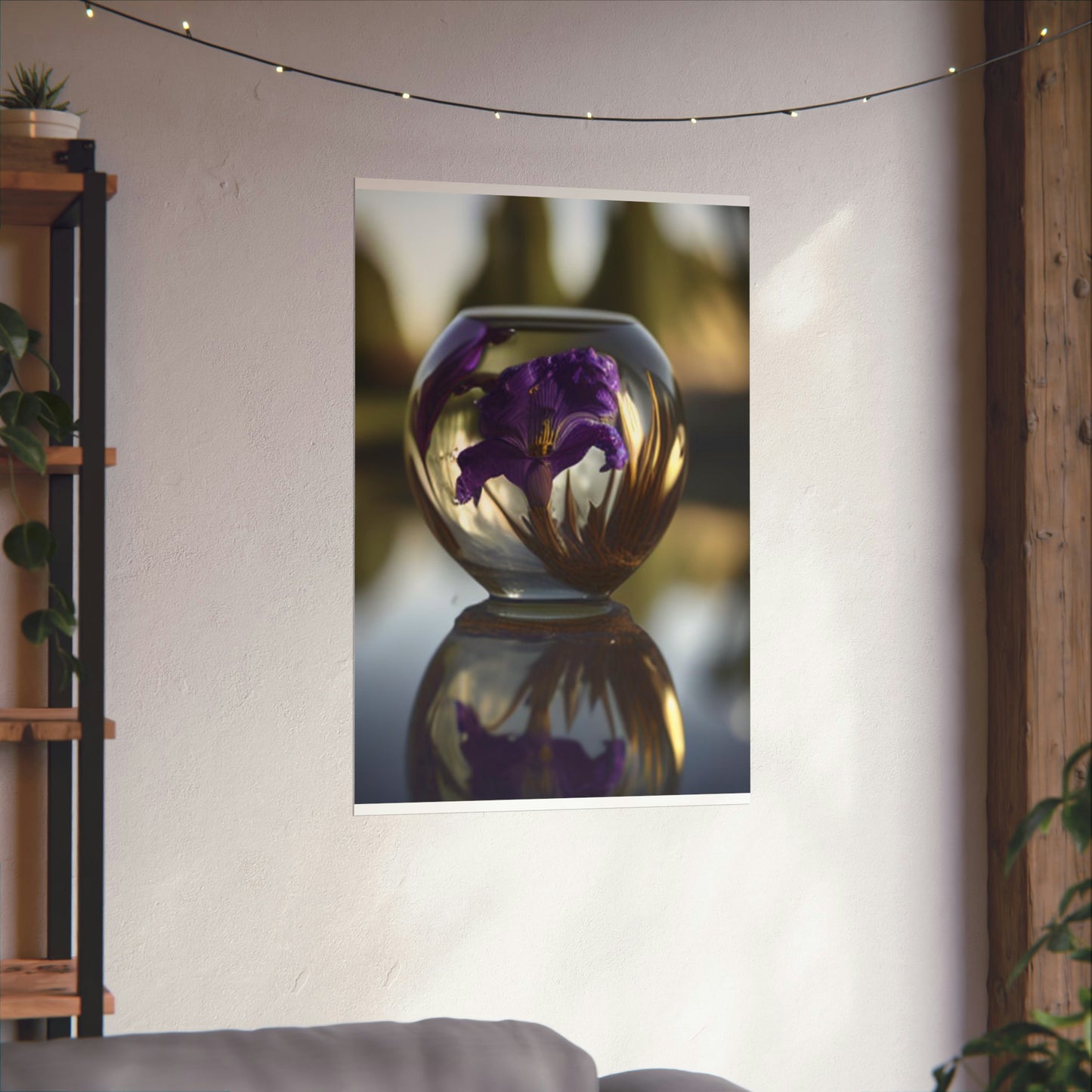 Premium Matte Vertical Posters Purple Iris in a vase 2