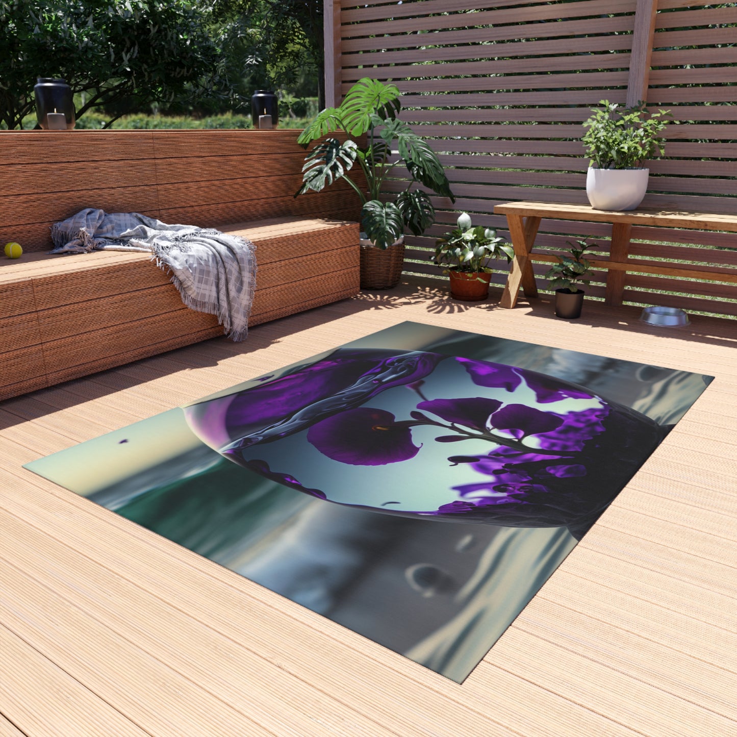 Outdoor Rug  Purple Sweet pea in a vase 4