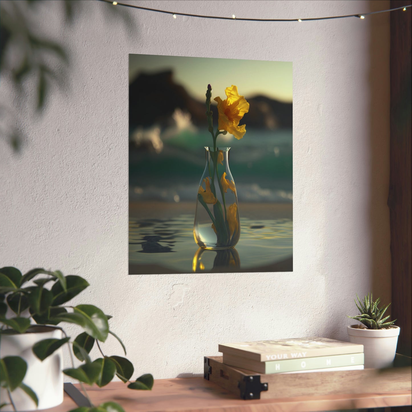 Premium Matte Vertical Posters Yellow Gladiolus glass 2