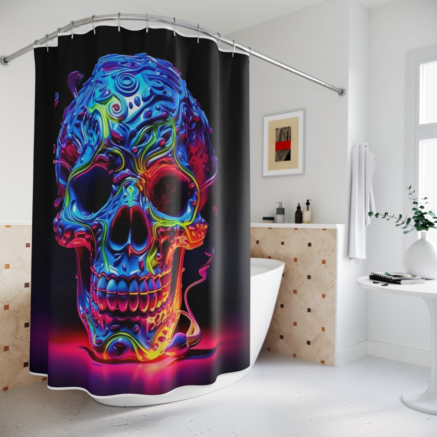 Polyester Shower Curtain Macro Skull Color 3