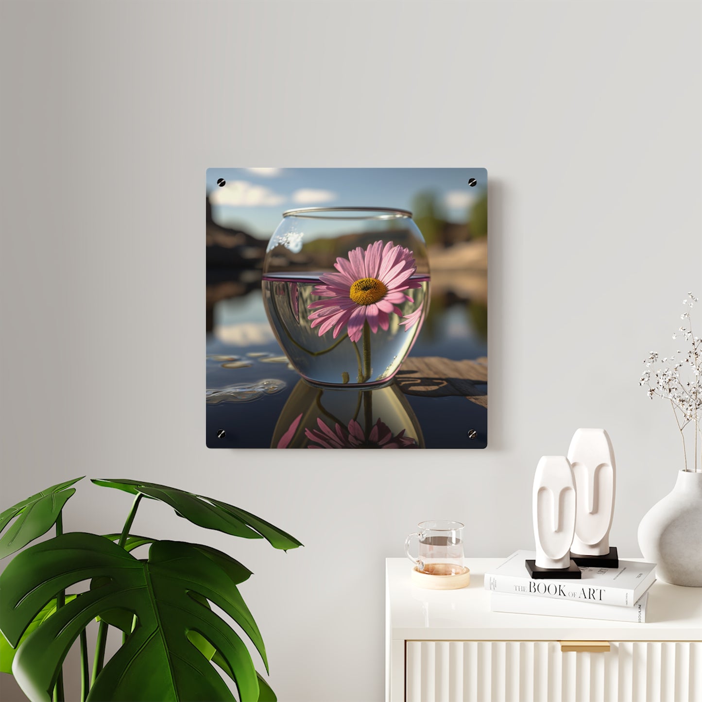 Acrylic Wall Art Panels Daisy in a vase 1