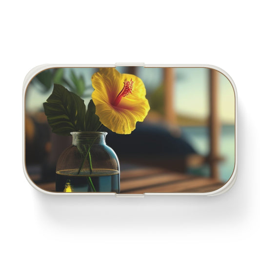 Bento Lunch Box Yellow Hibiscus Wood 2