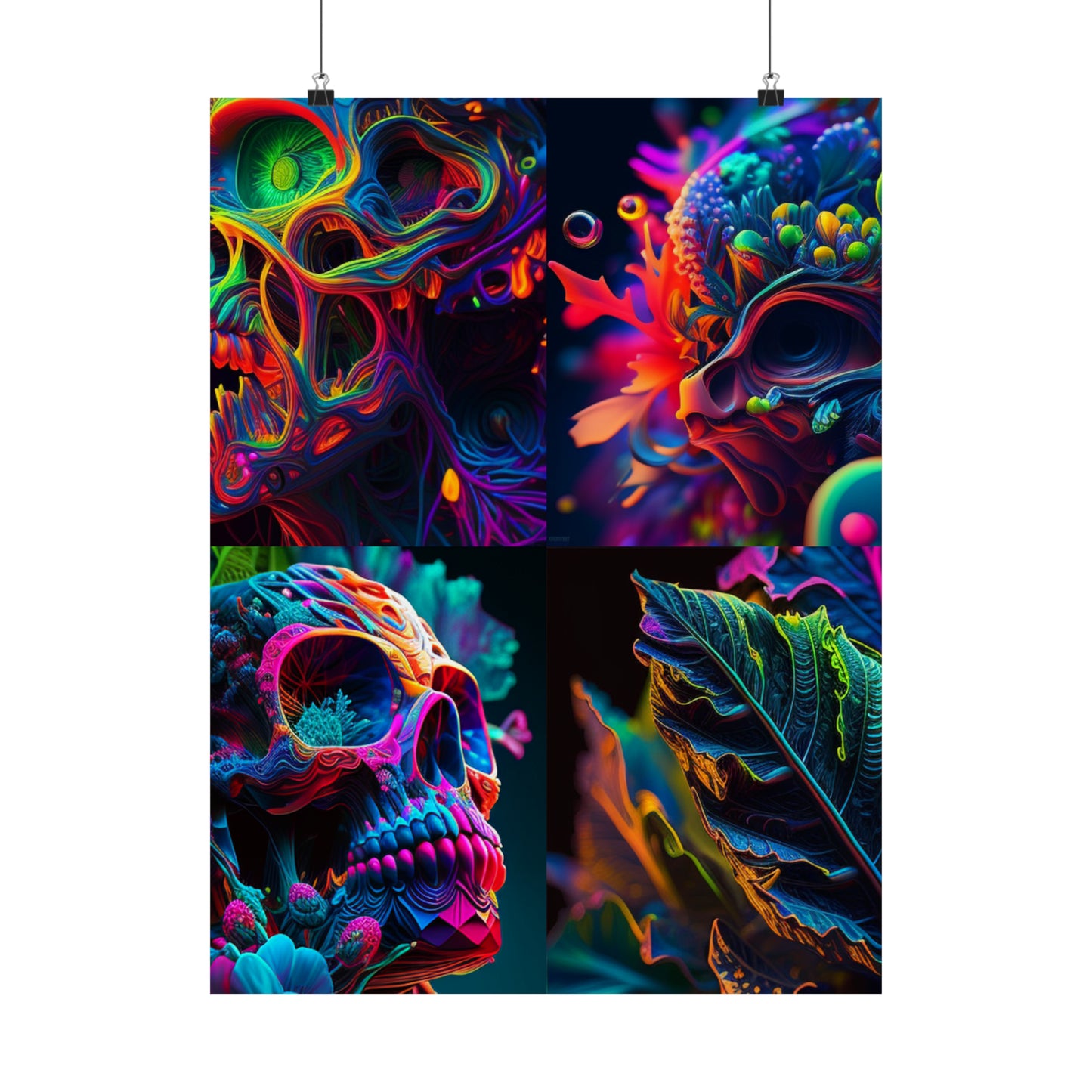 Premium Matte Vertical Posters Florescent Skull Death 5