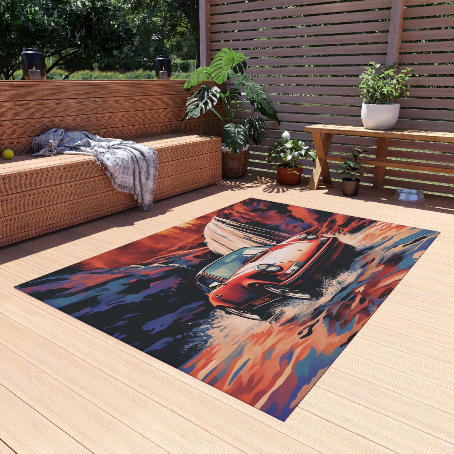 Outdoor Rug  American Flag Porsche Abstract 4