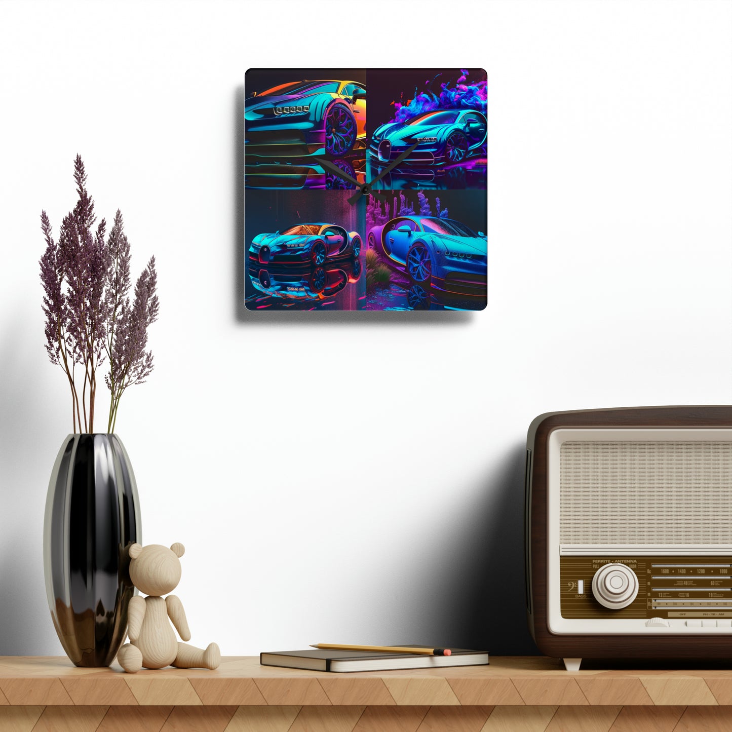 Acrylic Wall Clock Bugatti Neon Chiron 5