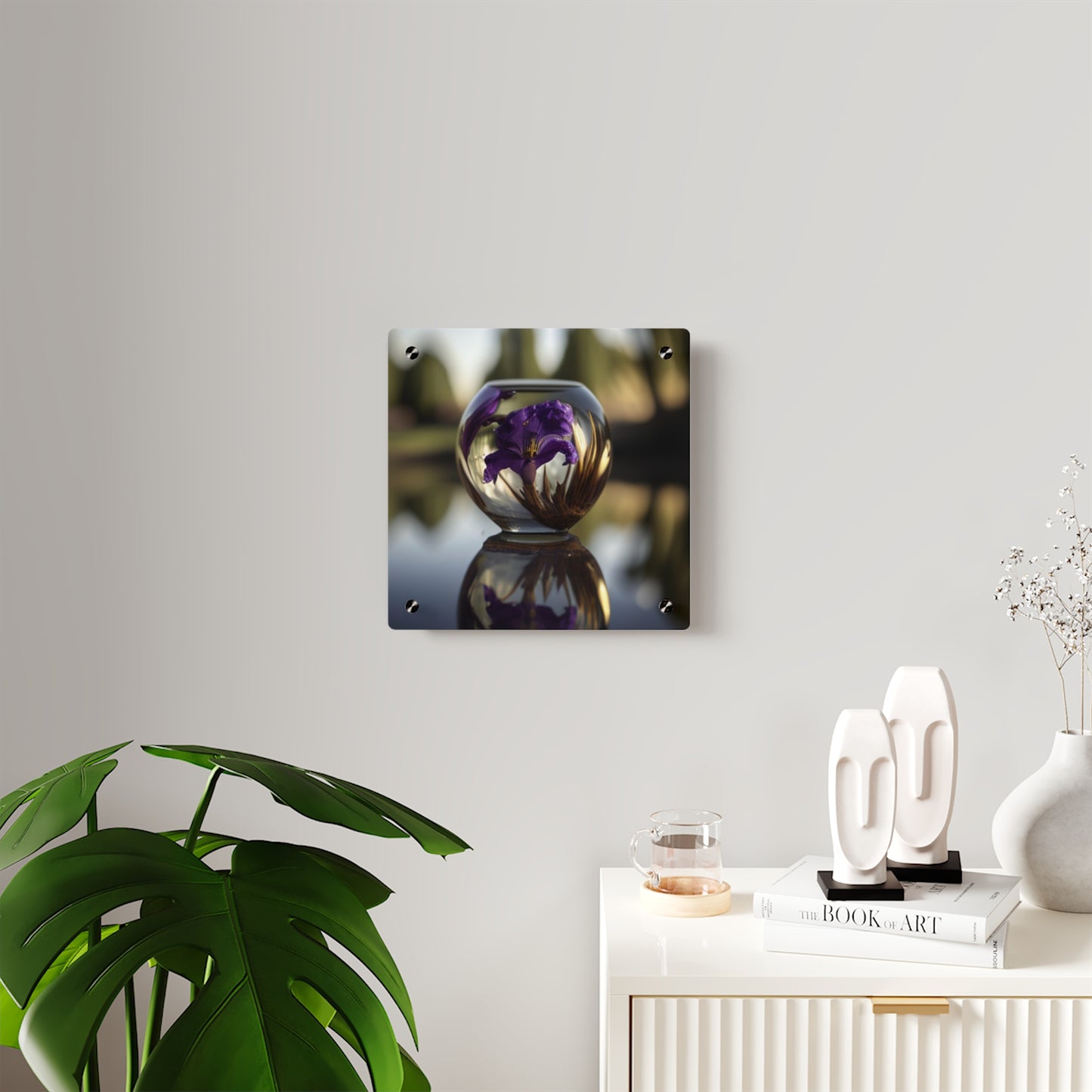 Acrylic Wall Art Panels Purple Iris in a vase 2