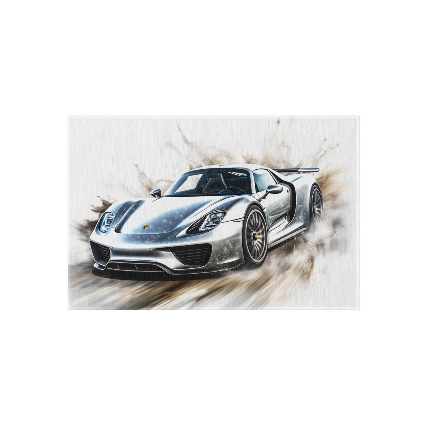 Outdoor Rug  918 Spyder white background driving fast with water splashing 2