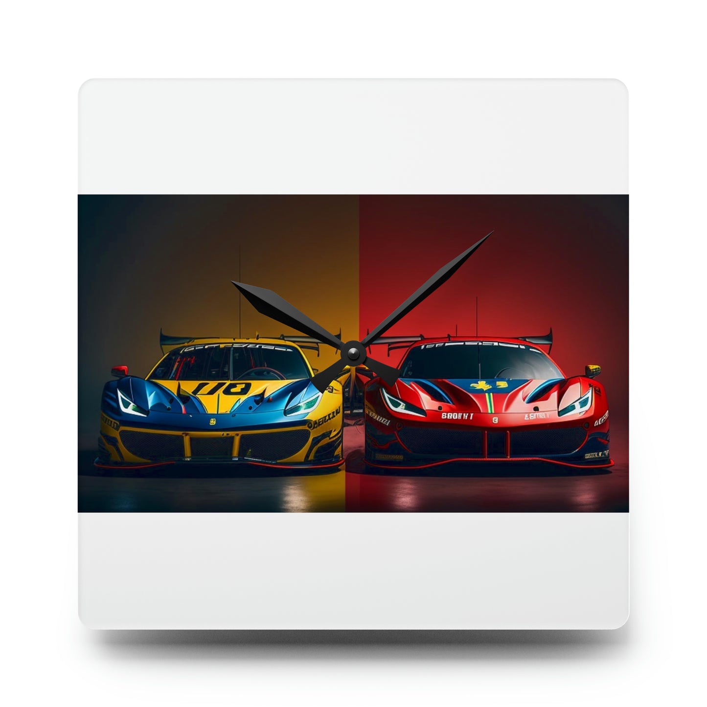 Acrylic Wall Clock Ferrari Red Blue 3