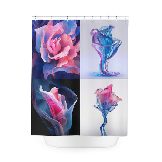 Polyester Shower Curtain Pink & Blue Tulip Rose 5