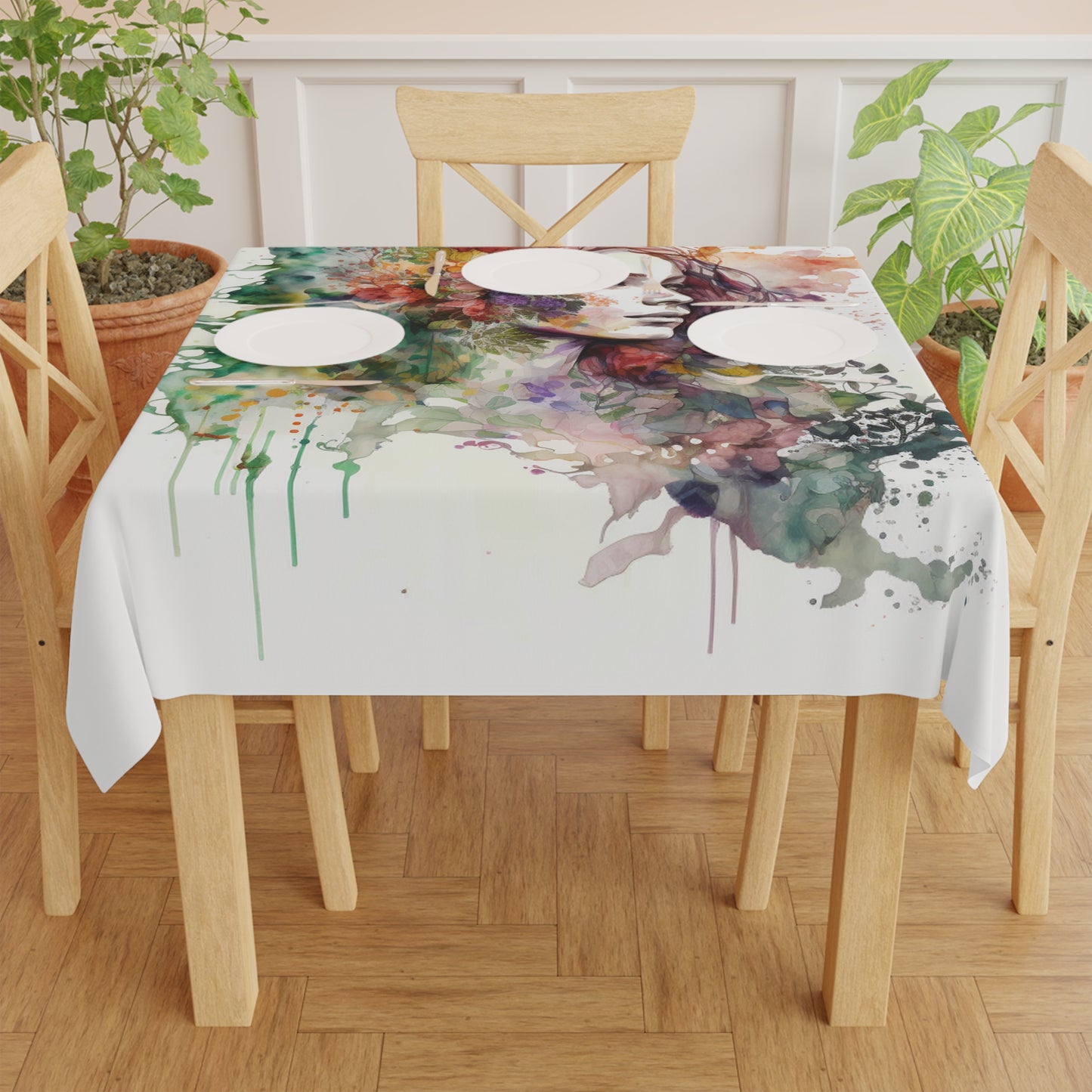 Tablecloth Mother Nature Bright Spring Colors Realistic Watercolor 3