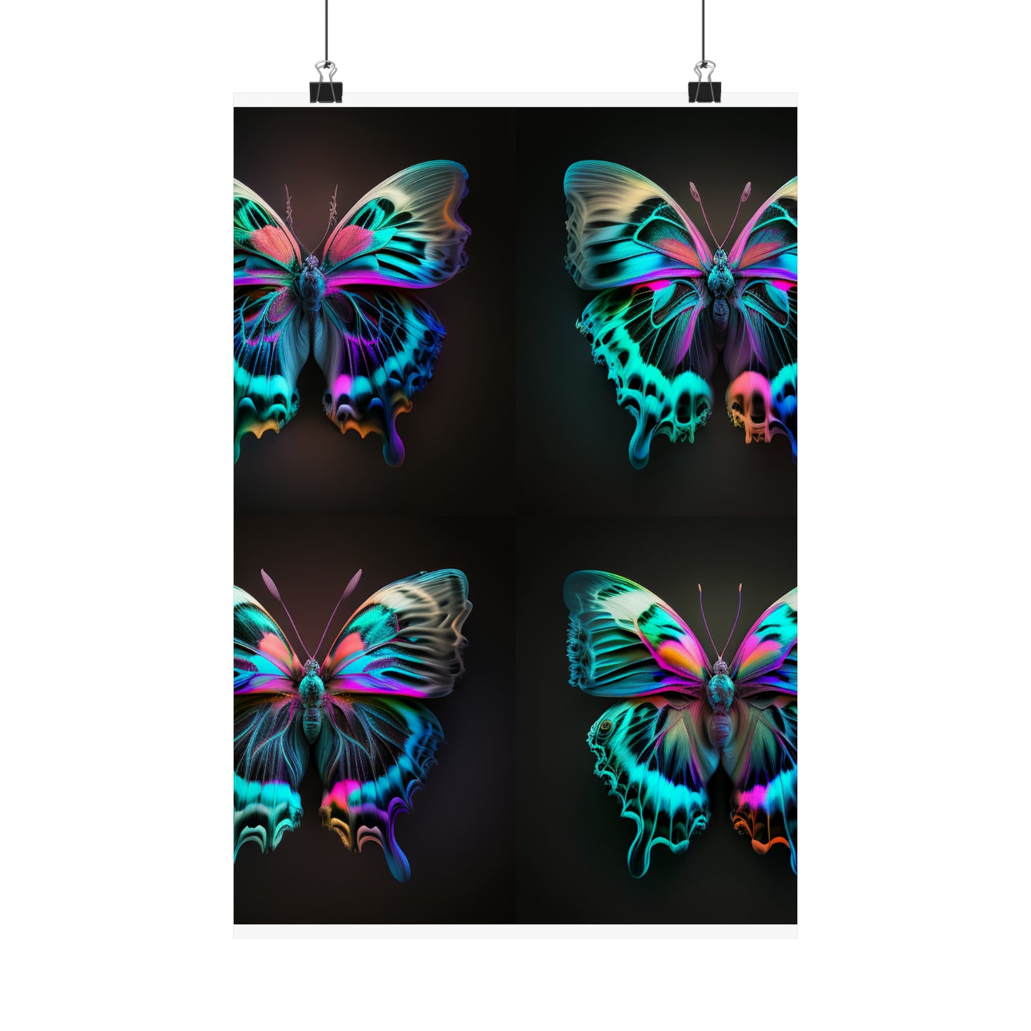 Premium Matte Vertical Posters Neon Butterfly Fusion 5