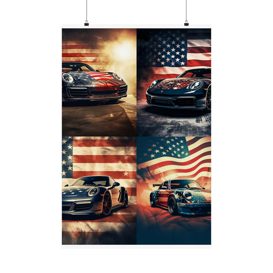 Premium Matte Vertical Posters Abstract American Flag Background Porsche 5