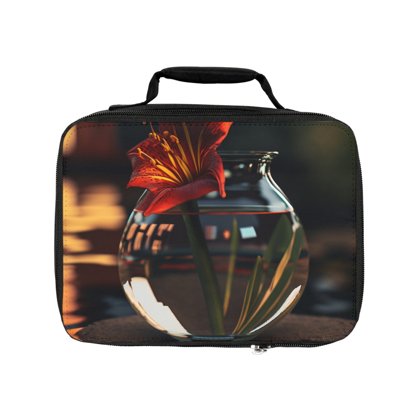 Lunch Bag Red Lily in a Glass vase 2